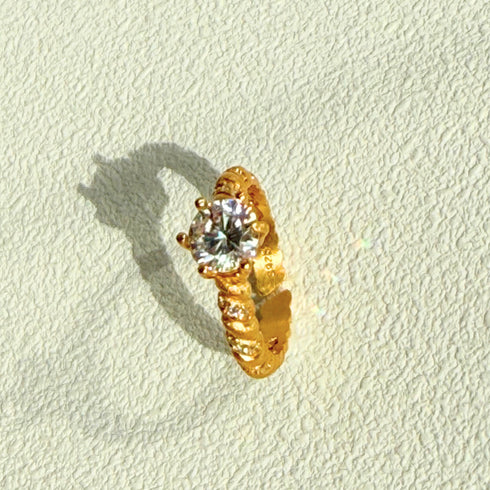 Gold Matt Twisted Zirconia Open Ring – Vintage & Trendy